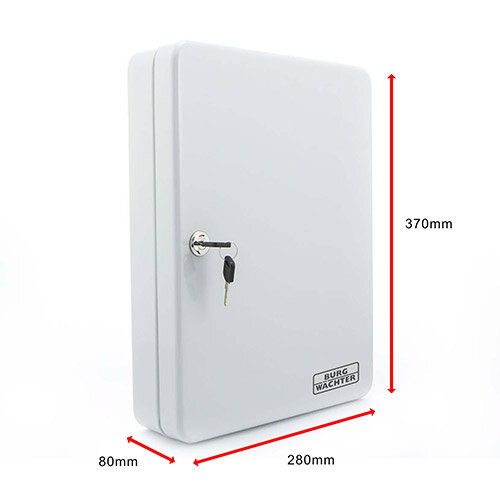 Burg Wachter KC 80 Key Cabinet 80 Hooks Light Grey Key Lock H370 x W280 x D80mm