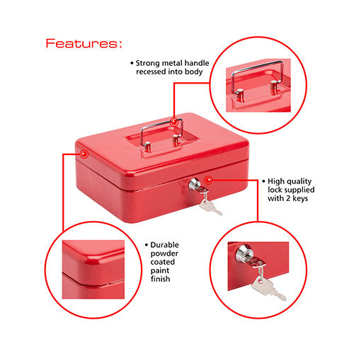 Burg Wachter  Cash Box 10" Red Key Lock H90 x W250 x D180mm