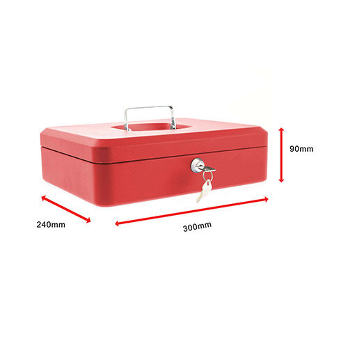 Burg Wachter  Cash Box 12" Red Key Lock H90 x W300 x D240mm
