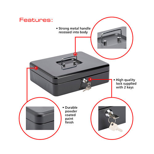 Burg Wachter  Cash Box 12" Black Key Lock H90 x W300 x D240mm