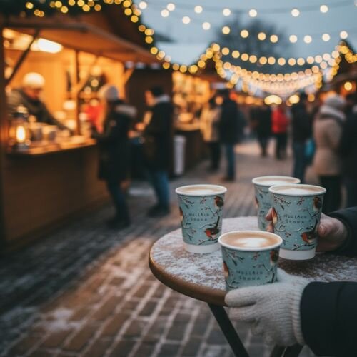 8oz Compostable Festive Christmas Cup Double Wall Pack of 500