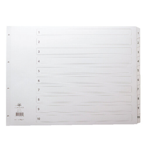 Concord A3 Oblong 1-10 Index White 04601/CS46