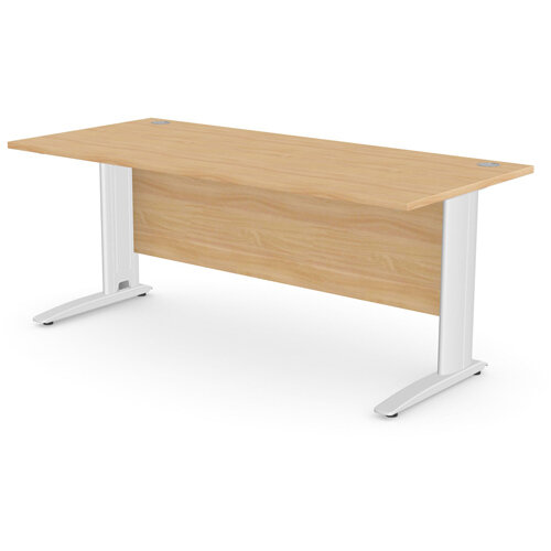 Cantilever Office Desk Rectangular With White Cable Managed Leg W1800xD800xH725mm Beech Komo