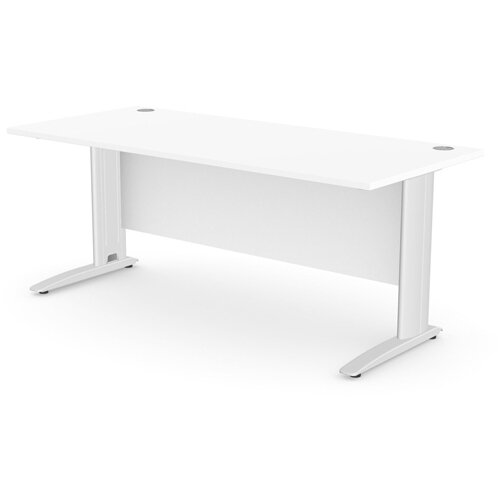 Cantilever Office Desk Rectangular With White Cable Managed Leg W1800xD800xH725mm White Komo