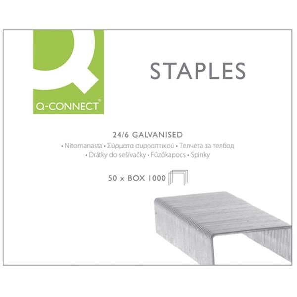 Q-Connect Staples, 24/6 (Pack of 1000, Ref KF01278) - High-Quality Staples for Secure Paper Binding