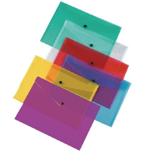 Q-Connect Plastic Envelope Wallet A4 Transparent Assorted Pack 12