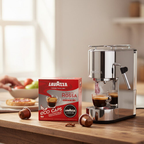 Lavazza Modo Mio Qualita Rossa Compostable Eco Coffee Capsules Pack of 16 Pods