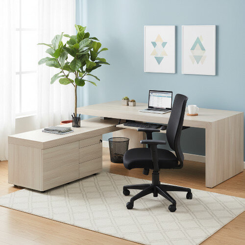 Auttica Madrid Oak Executive Office Desk with Arctic Oak Left Side Return W2000mm