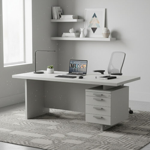 Grand Executive Office Desk With Right Side Drawers 1800mm Grey