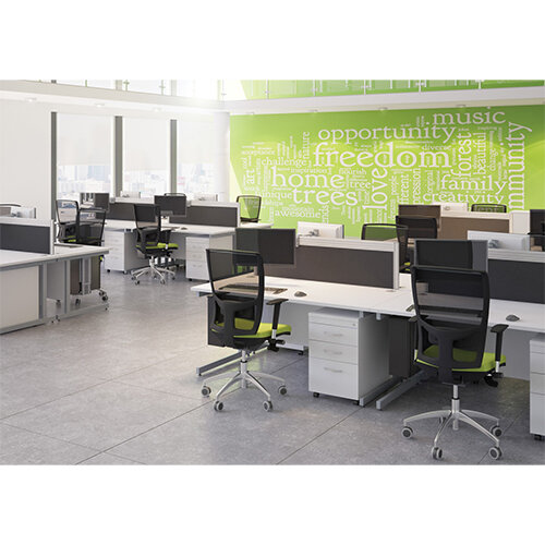 Office Desk Rectangular Silver Cantilever Legs W1200xD800xH725mm White Ashford