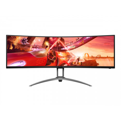 AOC Gaming AG493UCX2 - AGON Series - LED monitor - curved - 49&quot; - 5120 x 1440 Dual Quad HD @ 120 Hz - VA - 550 cd/m&sup2; - 3000:1 - DisplayHDR 400 - 1 ms - 2xHDMI, 2xDisplayPort, USB-C - speakers - black, silver