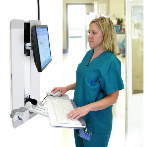 Ergotron StyleView Vertical Lift, Patient Room - Mounting kit (keyboard shelf, wrist rest, mouse pouch, panel vertical lift) for LCD display / keyboard / mouse - steel - white - screen size: 24 Inches