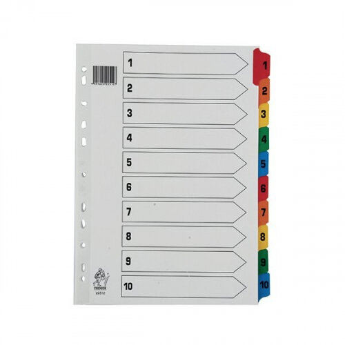 A4 Mylar Index 1-10 Multi-Colour Subject Dividers WX01519S