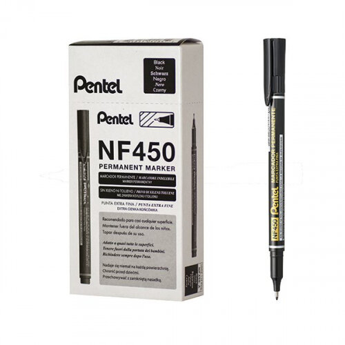 Pentel Permanent Marker Fine Black Pack of 12 NF450-A