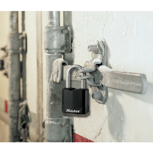 MASTER LOCK 49mm wide Excell covered laminated steel padlock with 38mm long shackle