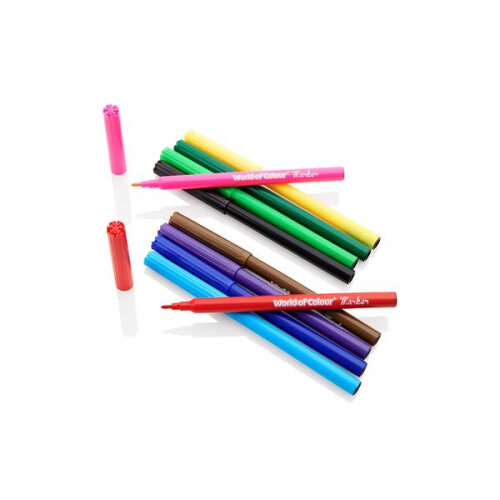 World of Colour Felt Tip Markers Pack of 10 - Bright and Durable Art Pens