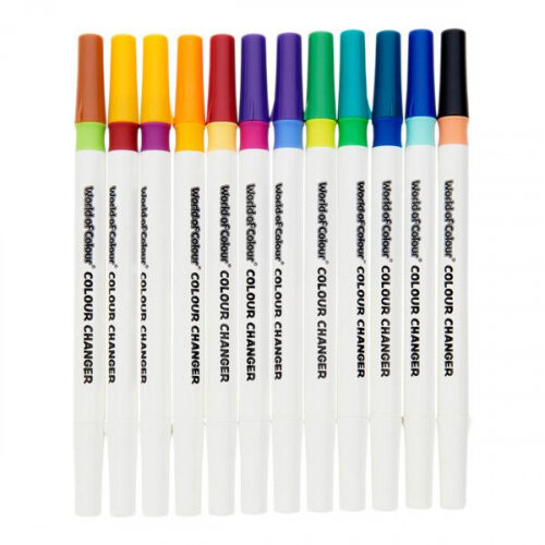 World Of Colour Washable Colour Changers Magic Markers Pack of 12 - Transform Your Art Instantly