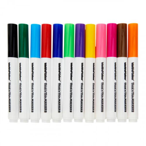 World Of Colour Washable Thick'N'Thin Markers Pack of 12 - Versatile Markers for Every Project
