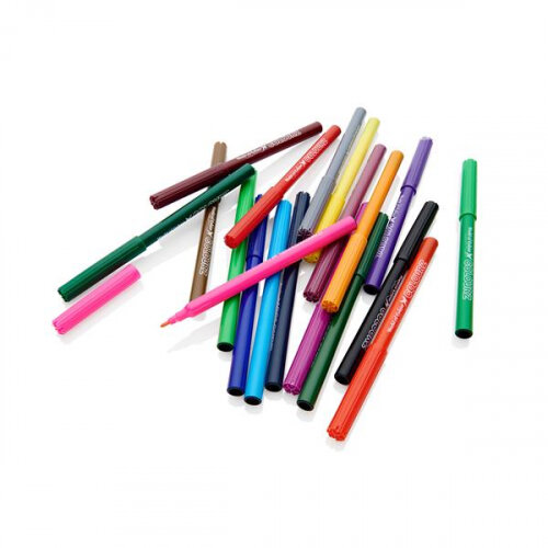 World of Colour Felt Tip Markers Pack of 20 - Bold and Bright Colouring Tools