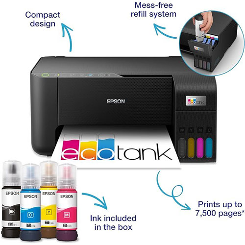 Epson EcoTank ET-2860 Wireless Ink Tank All-in-One - A4, Print, Copy, Scan, Low-Cost Printing