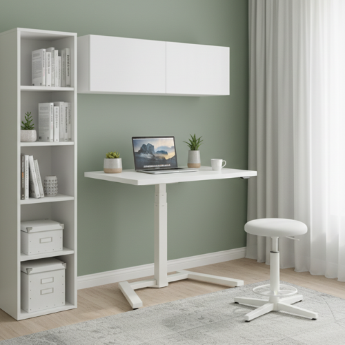 Ogi One Electric Height Adjustable Sit Stand Desk - White - W1000mm x D600mm x H629-1337mm