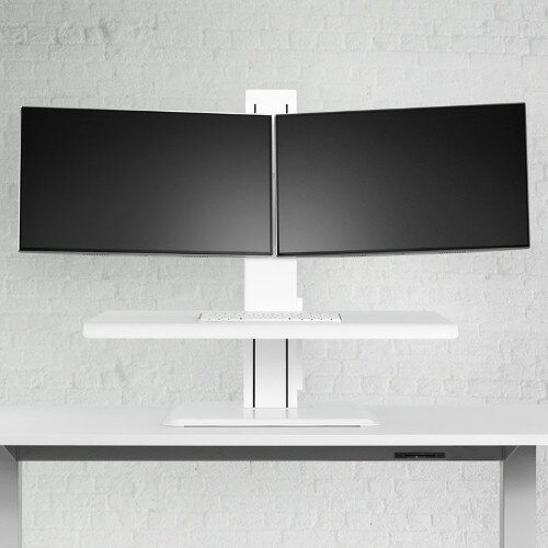 Humanscale QuickStand ECO Height-Adjustable Sitting/Standing Dual Monitor Workstation White QSEWD