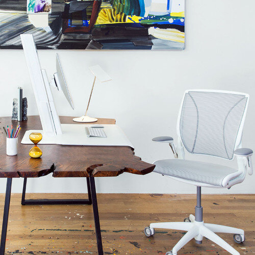 Humanscale QuickStand ECO Height-Adjustable Sitting/Standing Single Monitor Workstation White QSEWS