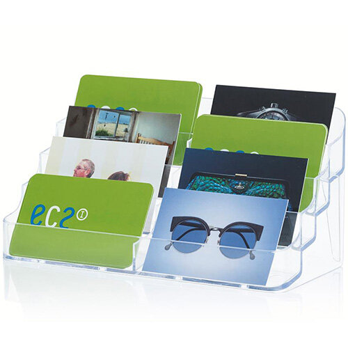 Desktop Business Card Holder 8 Pockets Clear Deflecto Hunt Office Ireland