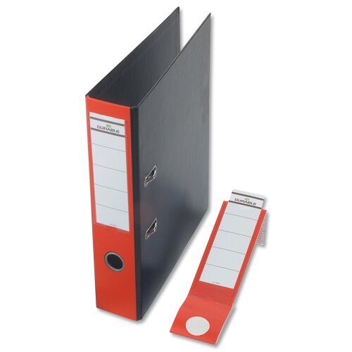 Ordofix Self-Adhesive Spine Labels For Lever Arch Files - Red, Pack Of 10, 60x390mm