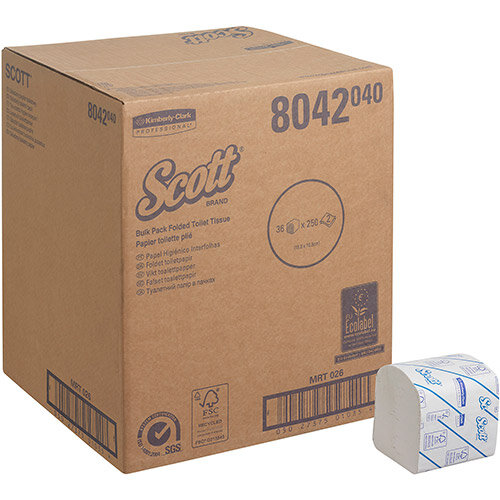 Scott Toilet Tissue Bulk Pack Interleved 2 ply 186x108mm 250 sheets per ...