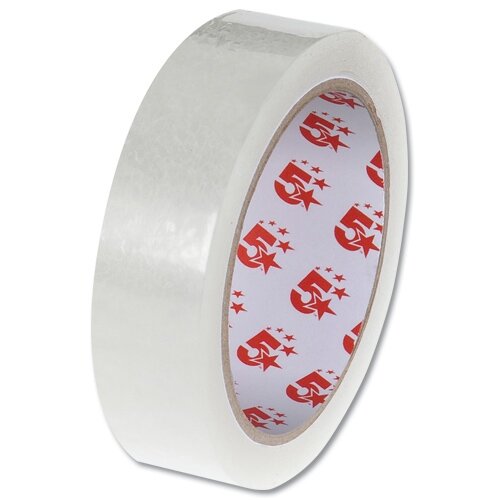 Clear Roll Sticky Tapes 24mm x 66m Polypropylene 5 Star Hunt Office