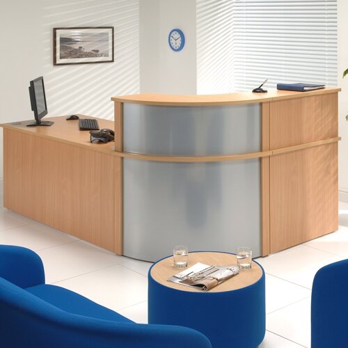 Reception Corner Desk Riser W800xD300xH370mm Silver and Beech Ashford ...