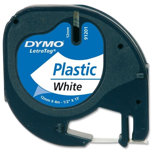 Compatible Dymo LetraTag 91201 12mm X 4m Label Tape Black On White...