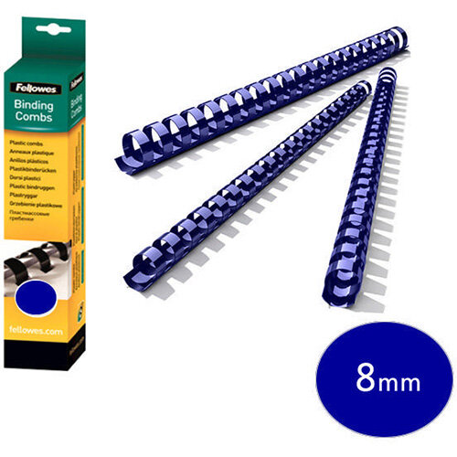 Fellowes Blue A4 Binding Combs 8mm Pack of 100 53455 Hunt Office Ireland