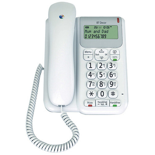 BT Decor 2200 Desk Telephone, Analog Telephone 50 Entries, 3line