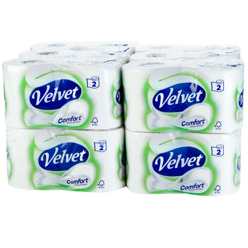 Triple Velvet Toilet Tissue Paper Rolls White 3Ply 200 Sheets per Roll