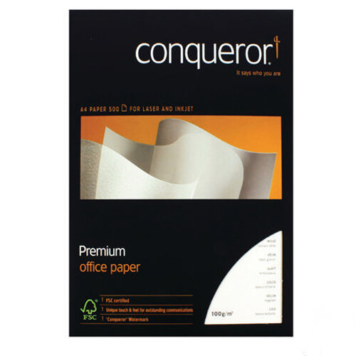 Conqueror Laid Texture Vellum Premium Paper A4 100gsm 500 Sheets Hunt