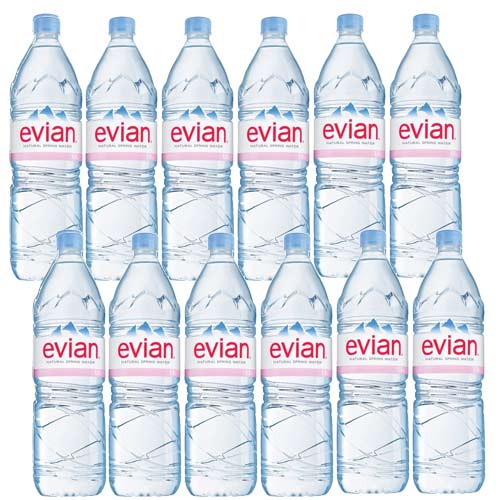 Evian Natural Mineral Still Bottled Water 1.5 Litre Bottle Pack 12