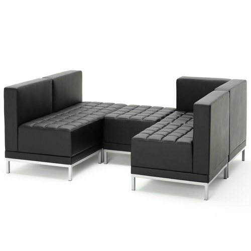 Infinity Modular Reception Corner Unit Sofa Chair Black Bonded Leather Hunt Office Ireland Infinity Modular Reception Corner Unit, Modular Recycled Leather Sofa