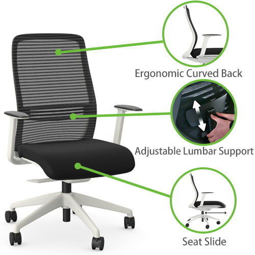 NV Ergonomic Posture Office Chair Contoured Breathable Mesh Back