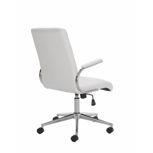 White Leather Executive Office Chair with Chrome Base - Shop online at