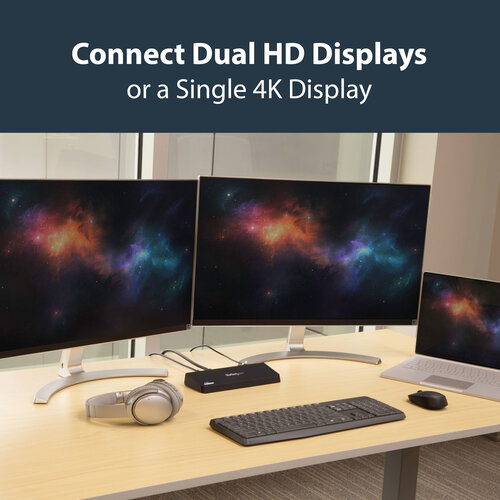 Laptop Docking Station Dual Monitor - 4K HDMI, 85W PD, Gigabit Ethernet, USB Ports