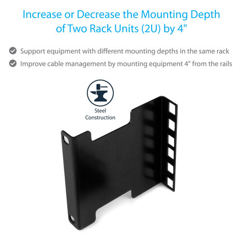 StarTech.com 2U Server Rack Depth Extender Adapter Kit with 4 ...