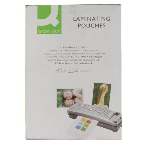 QConnect A4 Laminating Pouches 250 micron (125 each side) Waterproof, Tear Proof Documents
