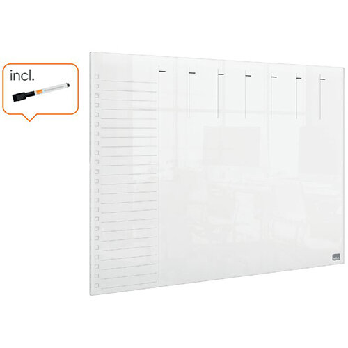 Nobo Clear Acrylic Weekly Planner Whiteboard – A3 Frameless Dry Erase Board For Desk Or Wall