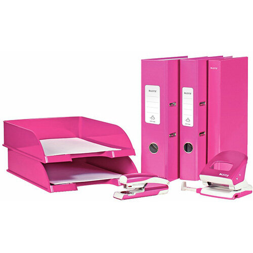 Leitz WOW Mini Stapler and Hole Punch Set Pink Hunt Office Ireland