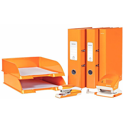 Leitz WOW Mini Stapler and Hole Punch Set Orange Hunt Office Ireland