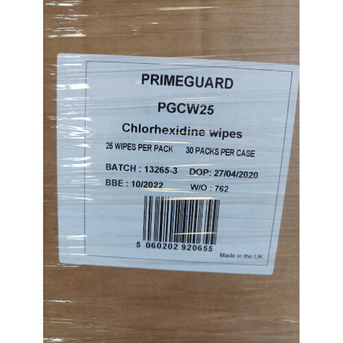 PrimeGuard Chlorhexidine Antibacterial Hand Wipes Pallet 1800 PWP08F