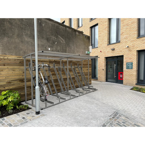 Semi-vertical bike rack shelters - Hunt Office Ireland