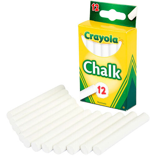 Giz Anti-Poeira Crayola Não Tóxico - Caixa Com 12 Bastões Brancos (Pack Com 3)